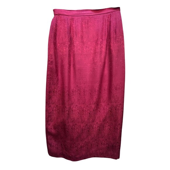 Papell Petites 2-Piece Silk Skirt Suit Set Size 6P Fuchsia - Picture 6 of 16